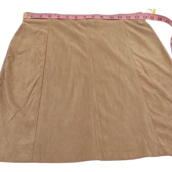 Hippie RoseJuniors Womens Faux Suede Mini Skirt Elastic Size M Camel Tan New - Picture 5 of 8